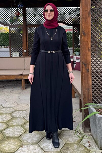 Rabia Şamlı Unique Belted Knitwear Dress Black
