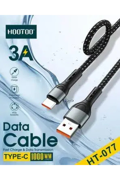 HooToo Type-C Fabric Cut-Resistant Charging Cable 1m - Black
