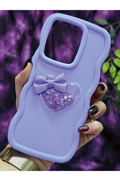 Magic Ring Vivo Y36 Compatible Heart and Ribbon Star Glitter Lilac Phone Case