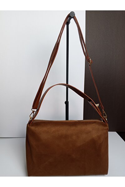JUST WOMAN Kadın Taba Süet El Kol Omuz Orta Boy Yeni Sezon Kahve Çanta