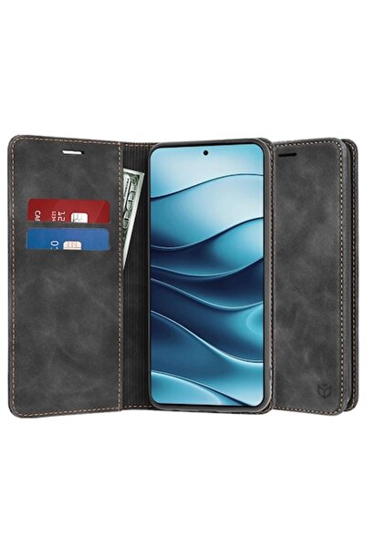 Velo Husă compatibilă cu Xiaomi Redmi Note 14 5G, Premium P901, piele, negru ...