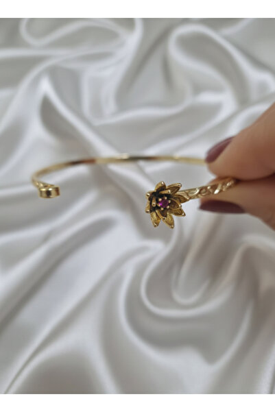 LA PERRY ACCESSORIES Gold Color Adjustable Tattoo Cuff Birth Month Flower Bracelet (July)