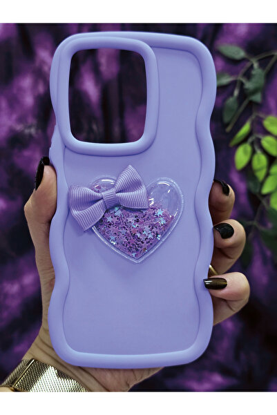 Magic Ring Vivo Y36 Compatible Heart and Ribbon Star Glitter Lilac Phone Case