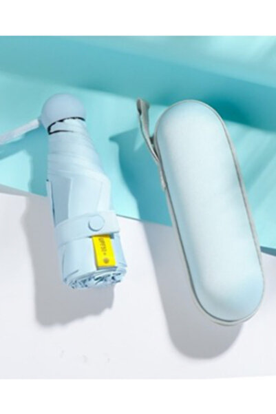 GOLDEN BAZAAR Fiber Çantalı Kılıflı Kapsül Şemsiye Mavi