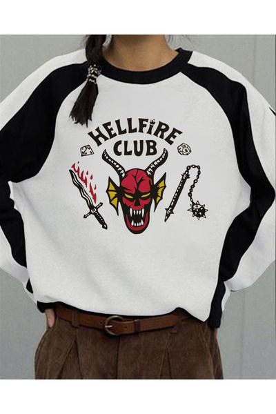 Touz Stranger Things Hellfire Club Printed White Unisex Sweatshirt
