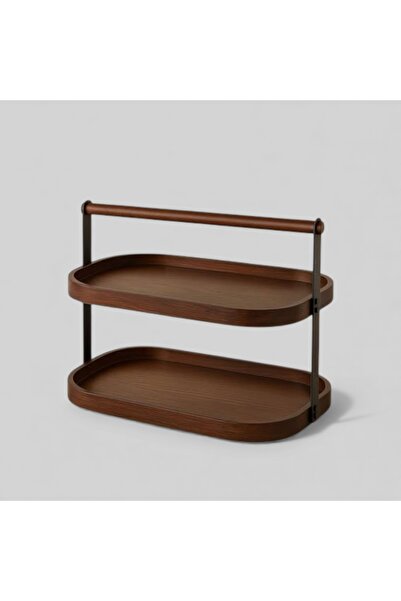 ELZEY HOME Two-Tier Acacia Countertop Organizer Stand