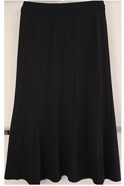 N.Y.YILDIZ Yildiz Ni̇lay Fabric with Enek Pieces and Stone Details, Model with Elastic Waist, Fish Model, Large Size Skirt