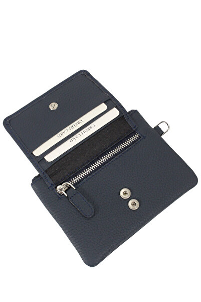Metropolitan Mpcuz 103 Women's Unisex, Genuine Leather, Wallet Card Holder Navy Blue