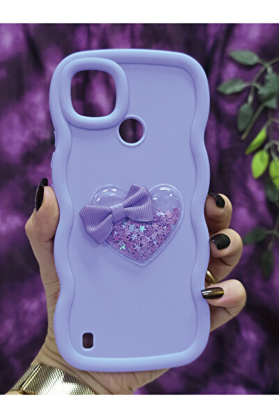Magic Ring Realme C21Y / Realme C25Y Compatible Heart and Ribbon Star Glitter Lilac Phone Case