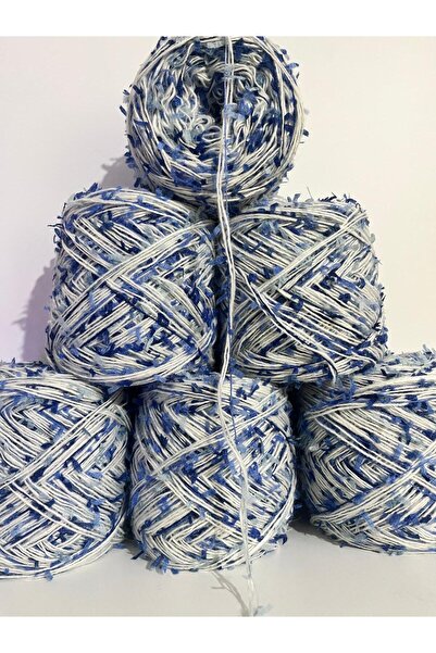 İPEK YÜN İPLİK DÜNYASI Wool Acrylic Knitting Yarn 2 Ply (Off White) Charcoal (Blue Shades) Mix 100Gr