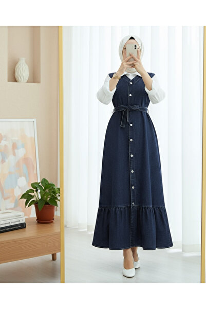 HİJABAYA Τζιν με κορδόνι στη μέση και τσέπες με κουμπιά στο μπροστινό μέρος