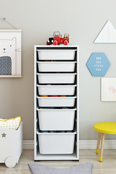DEKOZUM KİDS 7 Sepetli Oyuncak Dolabı Oyuncak Kutusu Oyuncak Saklama Box