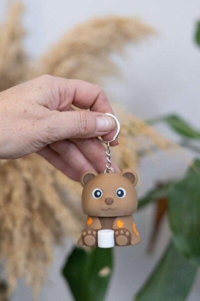 Modello Craft سلسلة مفاتيح كوزي بير كليكير - لعبة أصابع ممتعة بتصميم الدب اللطيف لتخفيف التوتر وزينة للحقائب