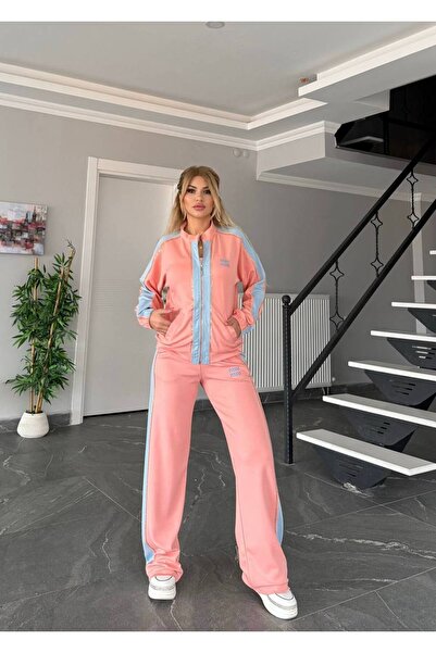 Bella Belluci Stoned Zippered Two-Tone Top and Bottom Set