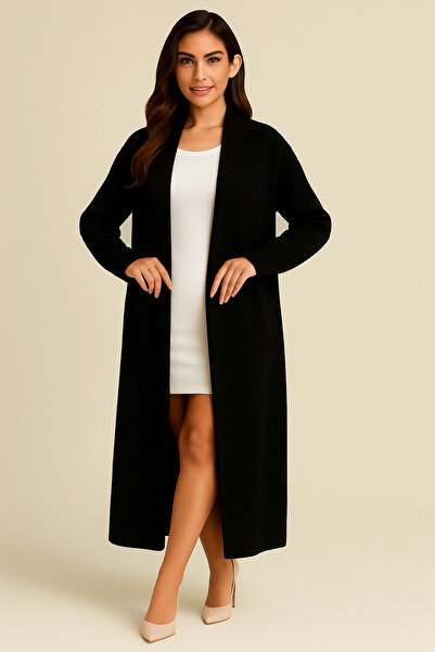 OYERGA MODA Women's Shawl Collar Plain Weave Long Knit Cardigan