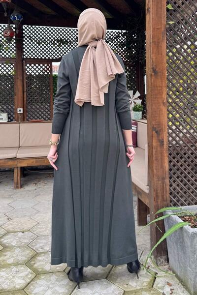 Rabia Şamlı Unique Belted Knitwear Dress Khaki