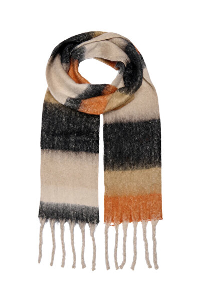 ONLY Women's Onlsigrid Slim Check Soft Tasseled Beige Scarf - 15349859