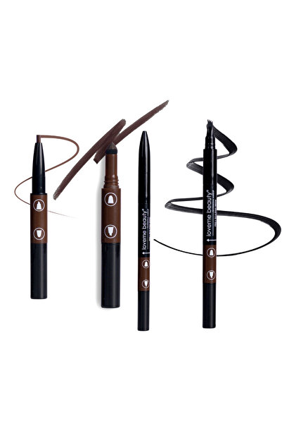 LOVEME BEAUTY مجموعة2 أقلام الحواجب والعين الاحترافية المضادة للماء –قلم حواجب ، قلم بإسفنجة، قلم تحديد، وآيلاينر