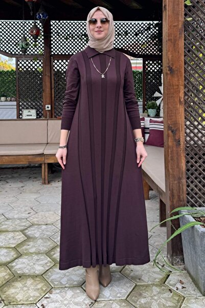 Rabia Şamlı Unique Belted Knit Dress Bitter Brown