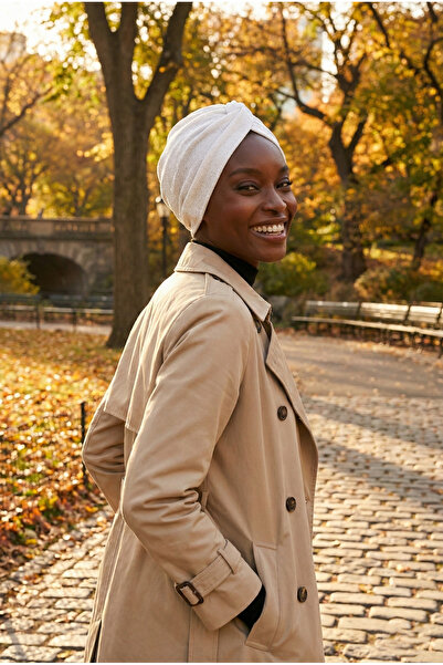 fidan bone Crossed Fukuro Glitter Lined White Ready-To-Wear Turban Hijab Evening Dress Bonnet