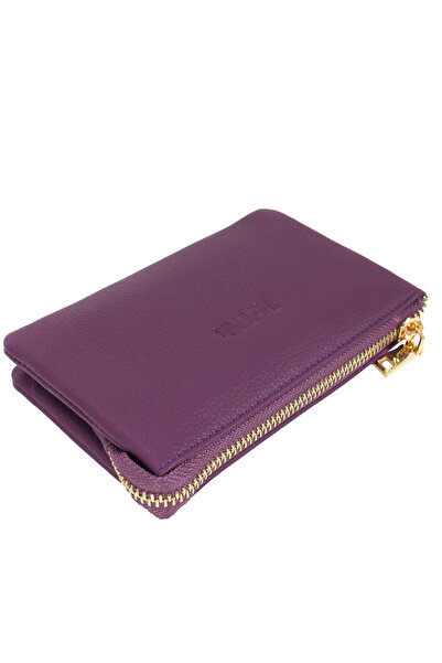 Metropolitan Mpcuz 401 Women's Unisex, Genuine Leather, Wallet Card Holder, Portfolio Plum