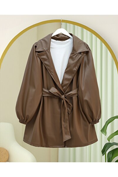 HİJABAYA Двуджобна кожена яке с копчета и еластични ръкави