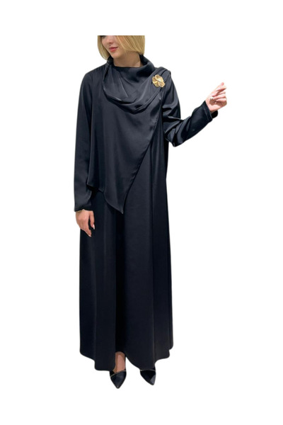 Zems Siyah Uzun Abiye Elbise