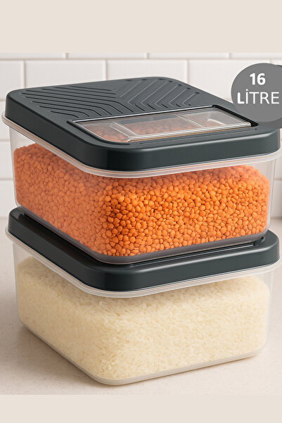 Mim Life Mega Boy 12 Lt Sliding Lid Grain Storage Container Flour Tea Sugar S...