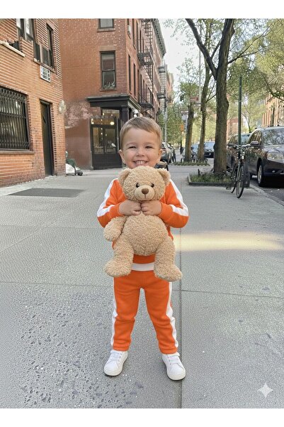 KANDEMİR Çocuk eşofman takımı UNİSEX şerit detaylı-rahat kalıp 3 iplik şardon...