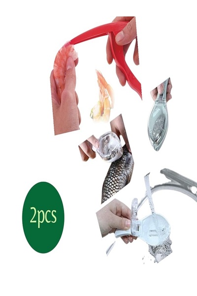 Generic Two pieces (2 pcs): Shrimp/prawn peeling tool for quick and easy use. Fish scaler with a cover to prevent scaling.