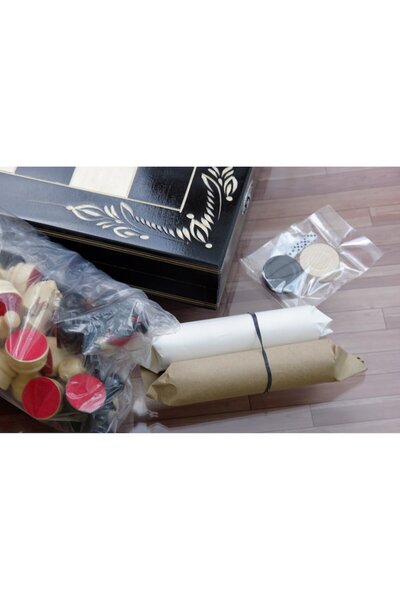 OEM Handmade Wooden Chess and Backgammon Game, 32x32 cm, Black and White