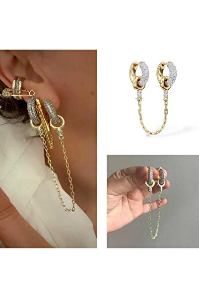 8atelier 2'li zincir küpe