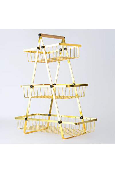 Modern shop Golden three-tiered fruit and vegetable tray
