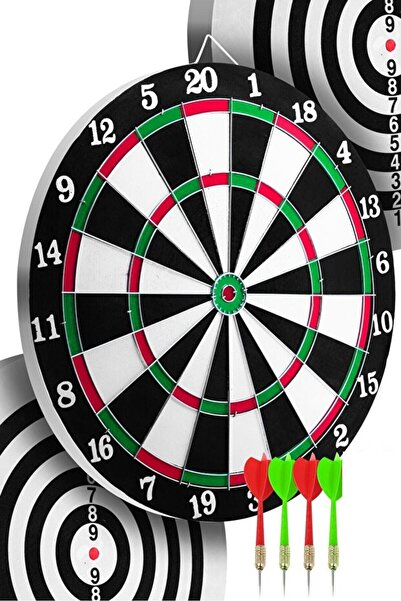 GÜZELYÜZ AVM 29 CM Çift Taraflı Dart Seti 4 Çelik Oklu Dart Hedef Tahtası Oyu...