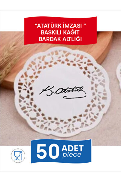 Home Ataturk Signed B Printed Paper Napkin Coasters - 50 Pieces