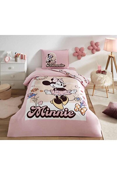 Özdilek Set de lenjerie de pat DSNY Ranforce Single Roz Minnie Garden