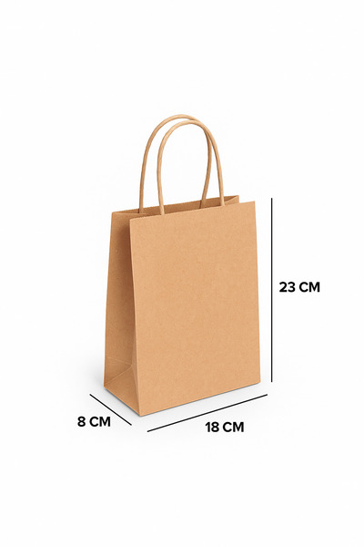 COCEM “25’li Kraft Çanta 18×8×23 – Dayanıklı Kalın Saplı Yırtılmaz Doğal Kraf...