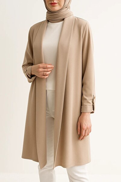 MayaCloset Women's Long Knitwear Beige Duster Cardigan