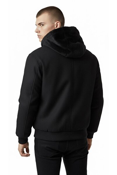 Plus Scorpion oversized Ανδρικό παλτό από γούνα διπλής όψης – με κουκούλα , Χειμερινό και ζεστό