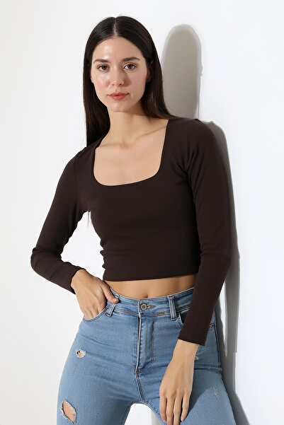 ModaPlaza Women's Square Neck Long Sleeve Blouse 21650