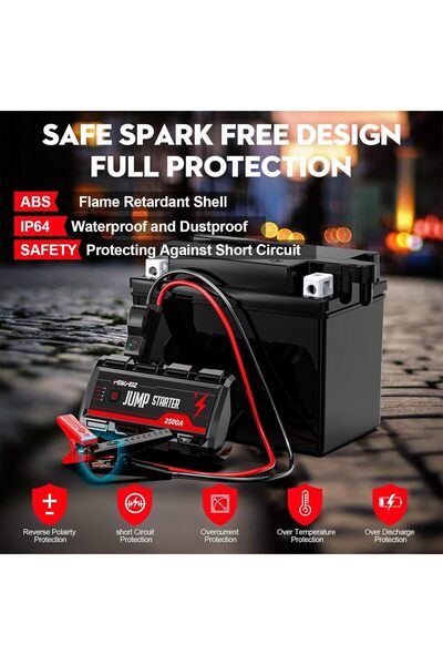 FEIKFEIZ جهاز بدء تشغيل السيارة 2500 أمبير 22800 مللي أمبير في الساعة يدعم جميع السيارات التي تعمل بالبنزين وسيارات الديزل سعة 8.0 لتر مع شحن سريع USB 3.0