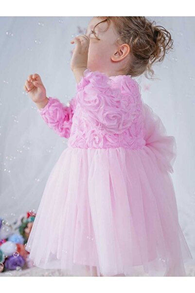 Karan Kids Haljina za rođendansku proslavu sa dugim rukavima i detaljnim mašn...