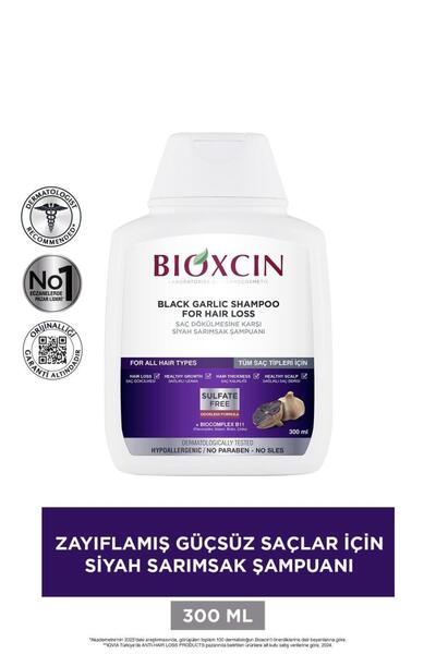 Bioxcin Black Garlic Shampoo for Weak and Weakened Hair 300 ml + Keratin Complex 60Tablet +Gel Gift