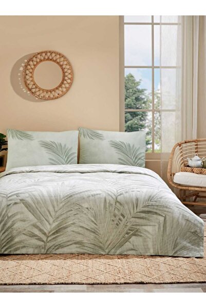 Özdilek Ranforce Elastic Fitted Sheet Double Size Duvet Cover Set Ravenea Green