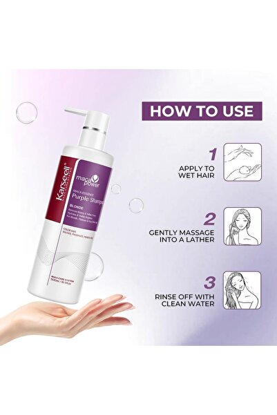 sachpoınt Karseell Purple Shampoo - Neutralizes Brass & Yellow Tones for Blonde/Silver/Gray Hair, 500 ml