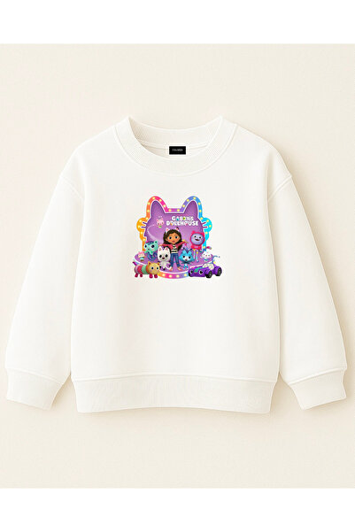 fasardi Gabby's Dollhouse / Gabby's Dream House Printed Oversized Girls' Long Sleeve Sweatshirt Without Cardigan
