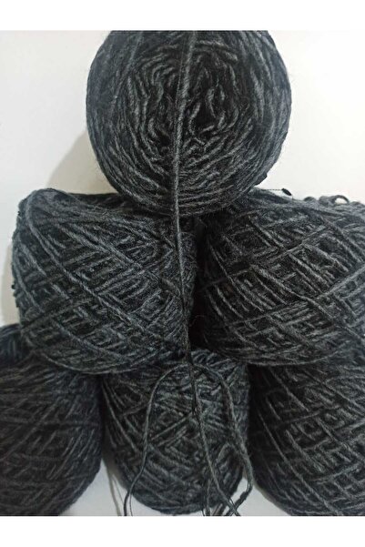 İPEK YÜN İPLİK DÜNYASI Macaron Knitting Yarn (Dark Grey) Pompom Yarn (Black) Mix 100Gr