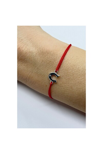 Jolie Silver Red Cord Bracelet, 925 Silver, Horseshoe, Jolie Silver, 0.6 g, 10x15 mm