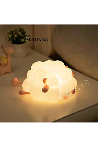 teknonisa sevimli yumuşak KUZU LED gece lambası silikon kısılabilir 3 modlu ışık