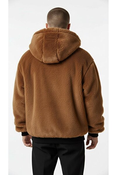 Plus Scorpion oversized Ανδρικό παλτό από γούνα διπλής όψης – με κουκούλα , Χειμερινό και ζεστό